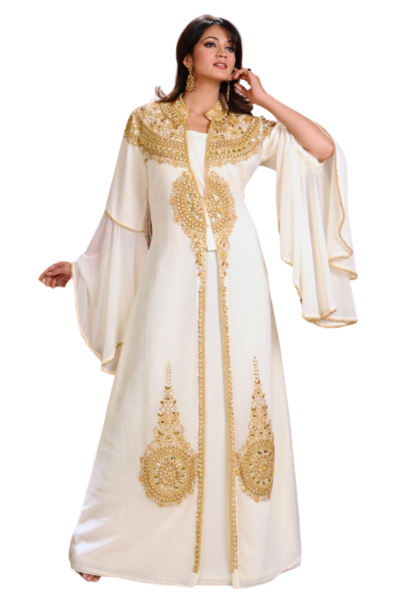 Embroidered Caftan Cocktail Party Gown