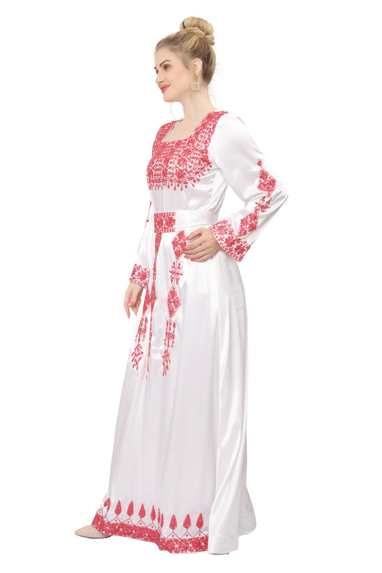 Designer Jalabiya Satin Kaftan Wedding Gown