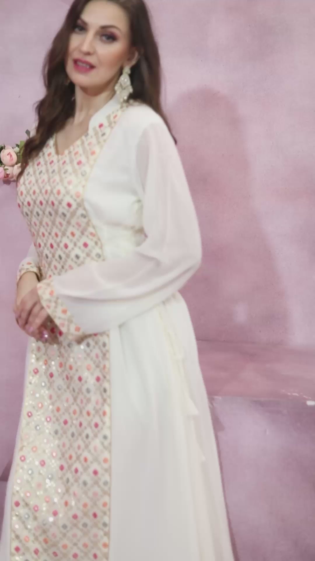 Designer Jalabiya with Embrodiered Embellished Front Panel