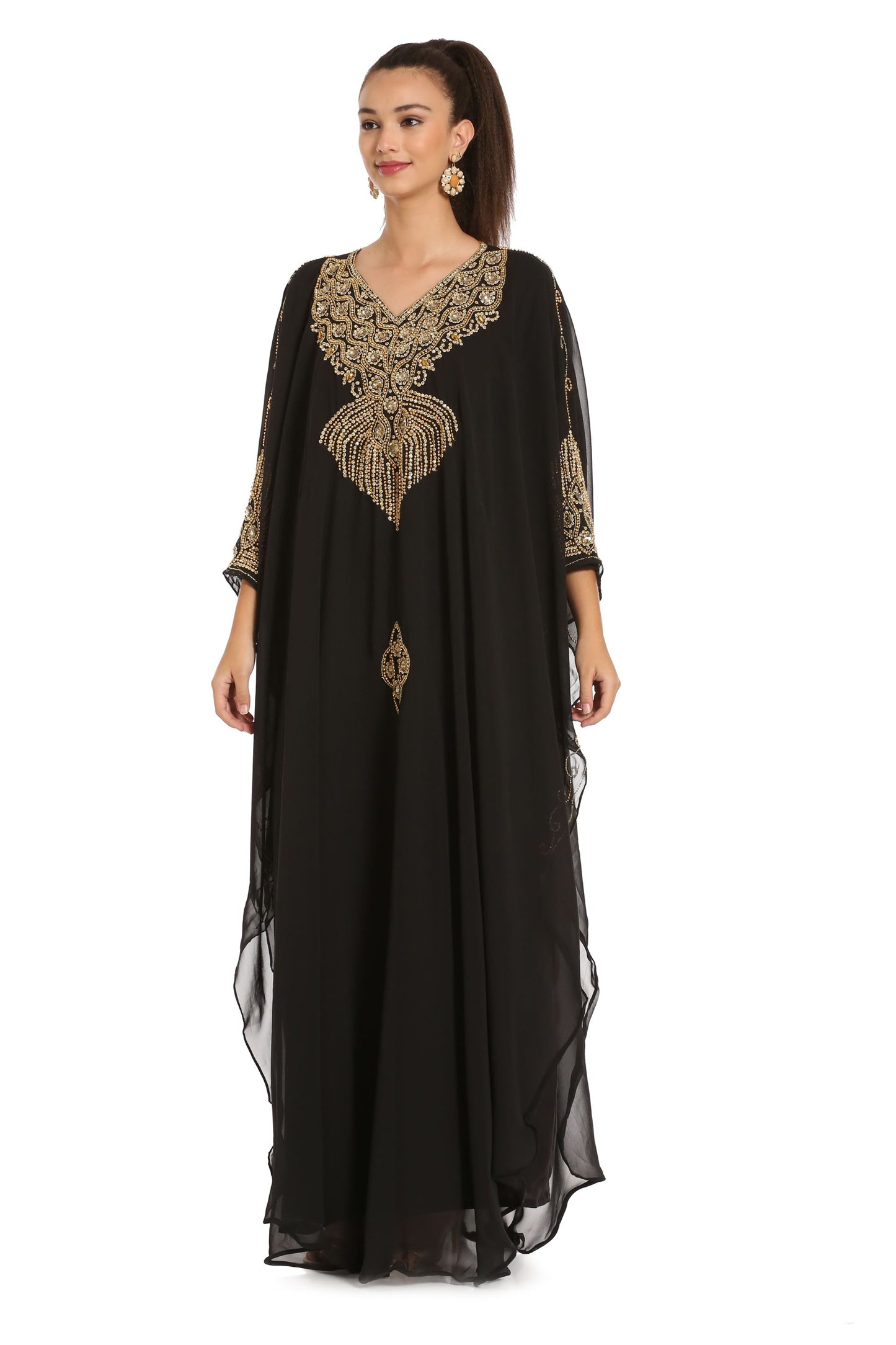 Handicraft Kaftan dress Embellished with Beads and Crystals - Maxim Creation