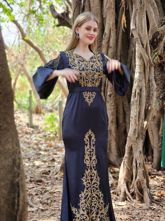 Moroccan Dubai Party Wear Maxi Dress Jalabiya For Women