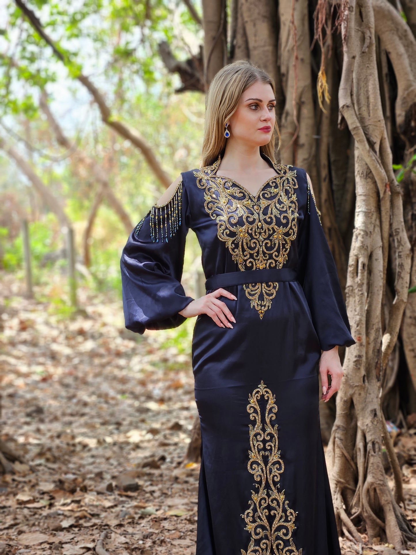 Moroccan Dubai Party Wear Maxi Dress Jalabiya For Women