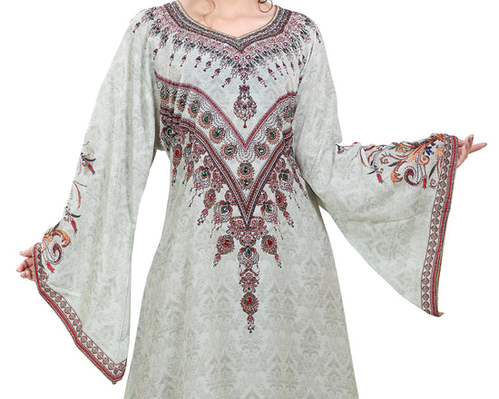 Persian Printed Maxi With Mix Embroidered Beads - Maxim Creation
