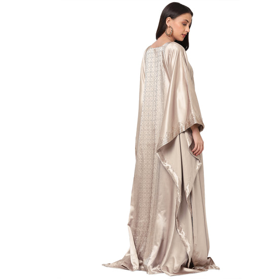 Arabian Beige Color Satin Dress - Maxim Creation