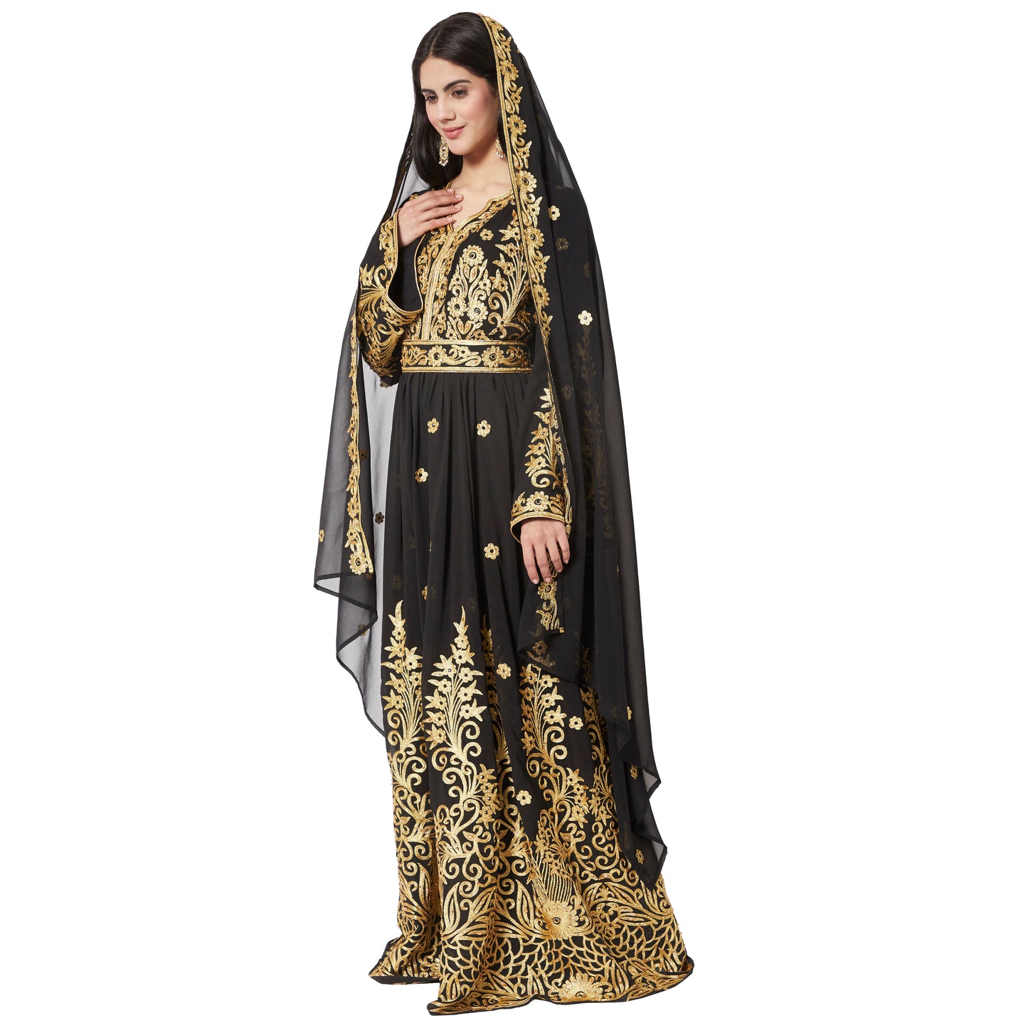 Dubai Kaftan Abaya Black Gown Bridesmaid Dress - Maxim Creation