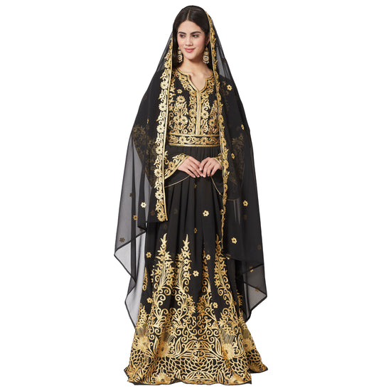 Dubai Kaftan Abaya Black Gown Bridesmaid Dress - Maxim Creation