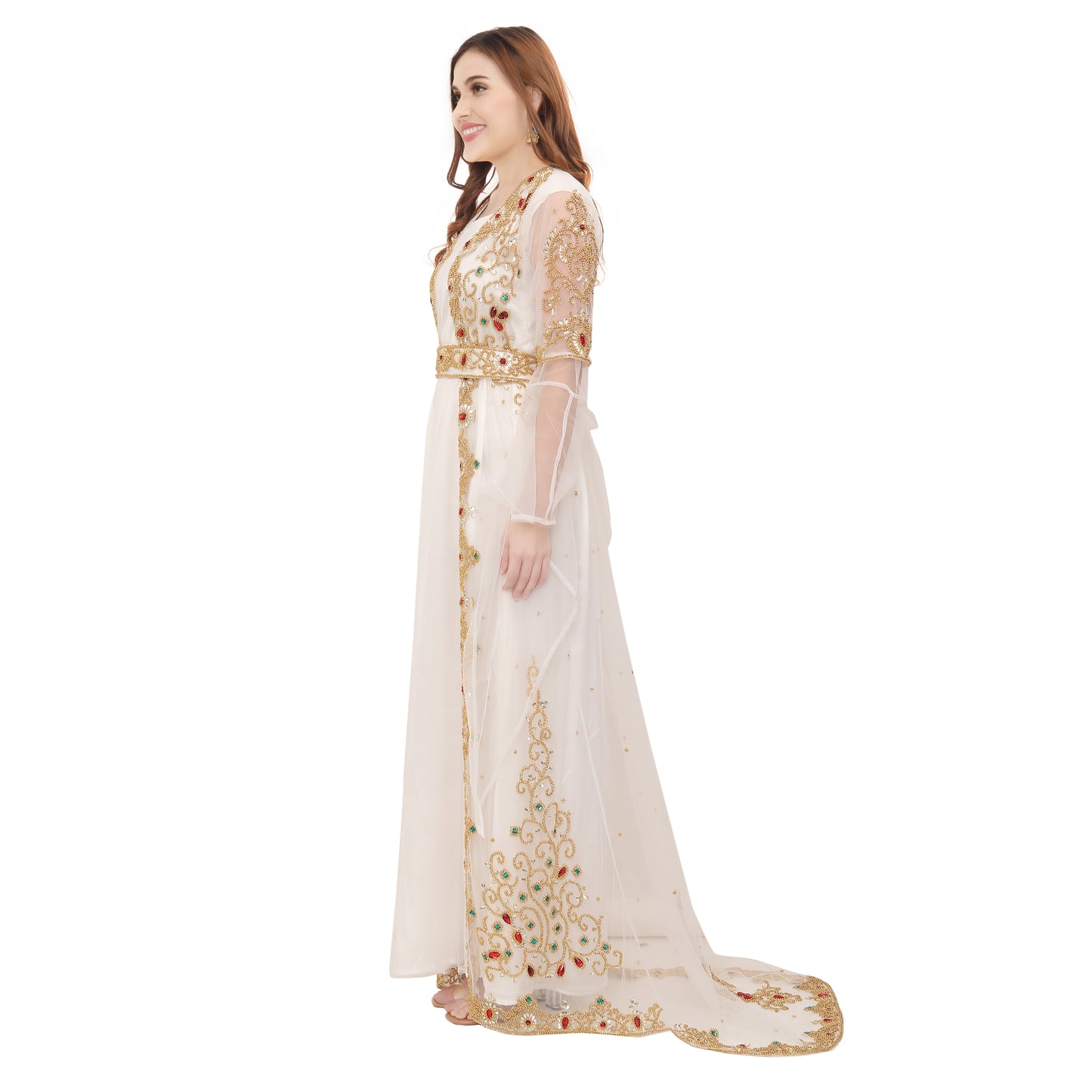 Women's Wedding Gown Hand-Embroidered Kaftan Abaya - Maxim Creation