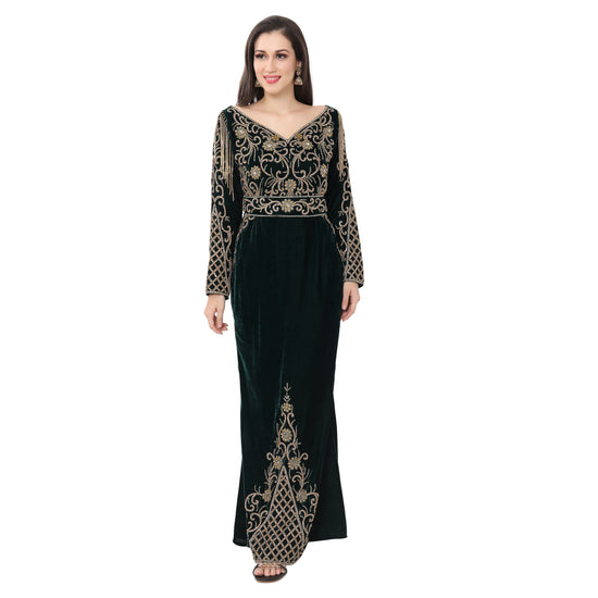 Designer Kaftan Fish Cut Mermaid Gown in Velvet - Maxim Creation