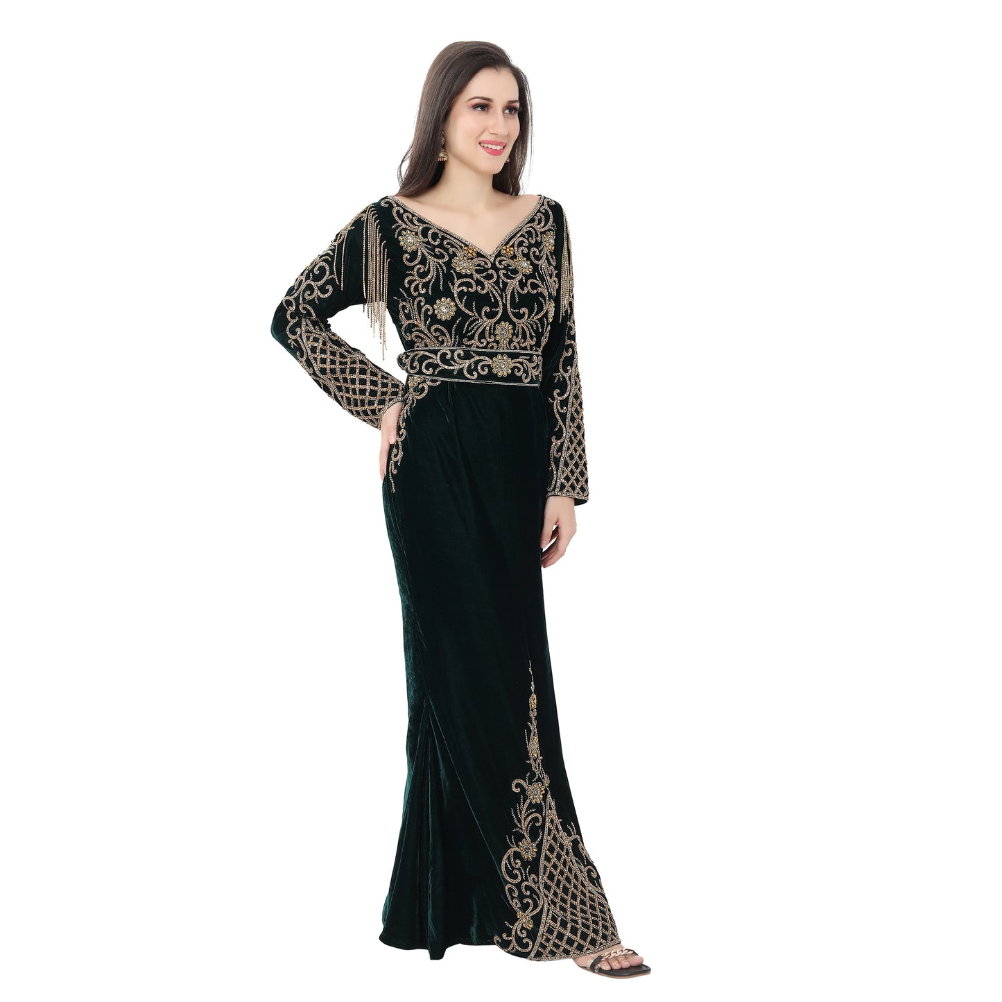 Designer Kaftan Fish Cut Mermaid Gown in Velvet - Maxim Creation