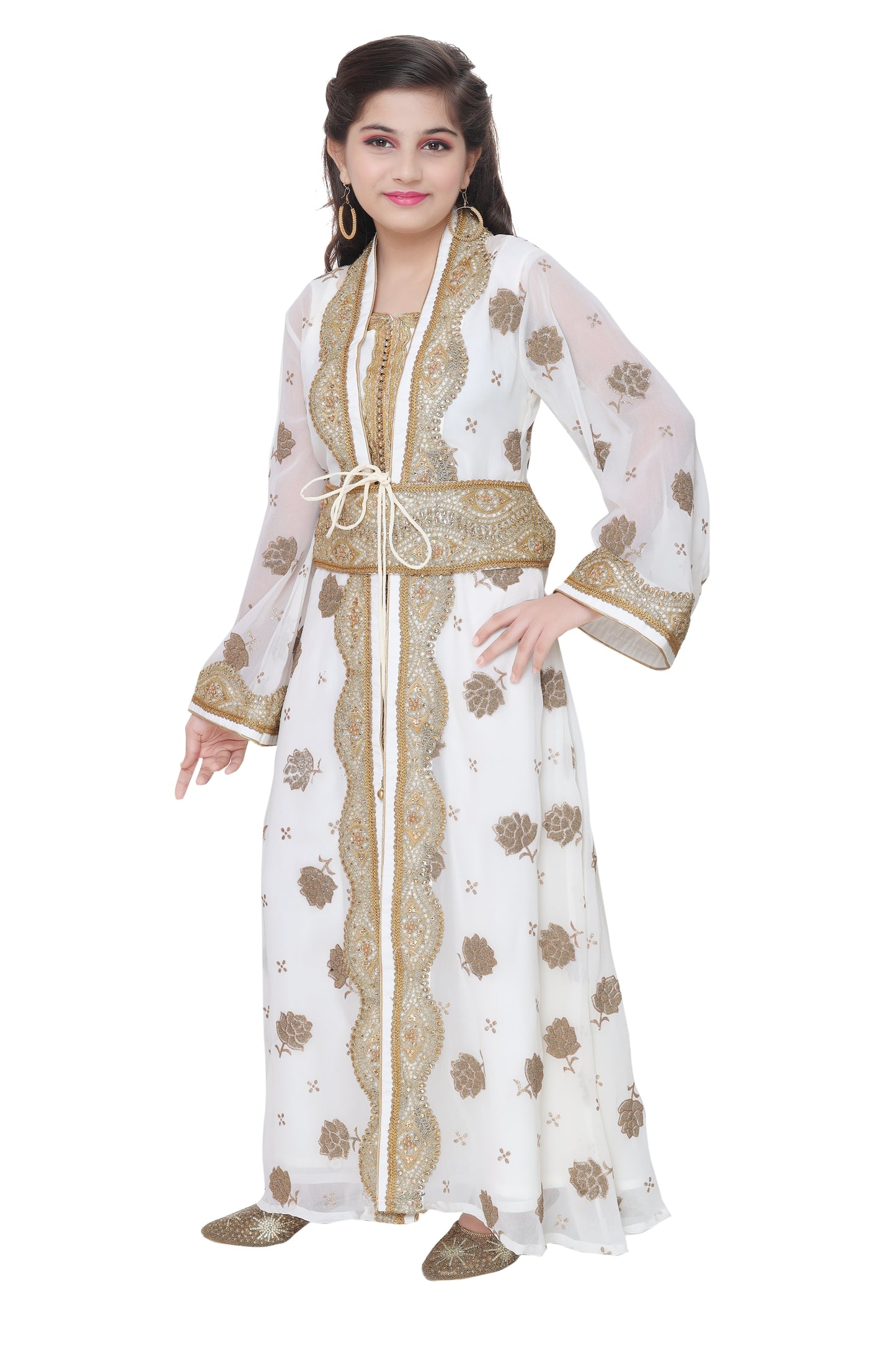 Arabian Maxi Self Printed Fabric Dress For Kids - Maxim Creation