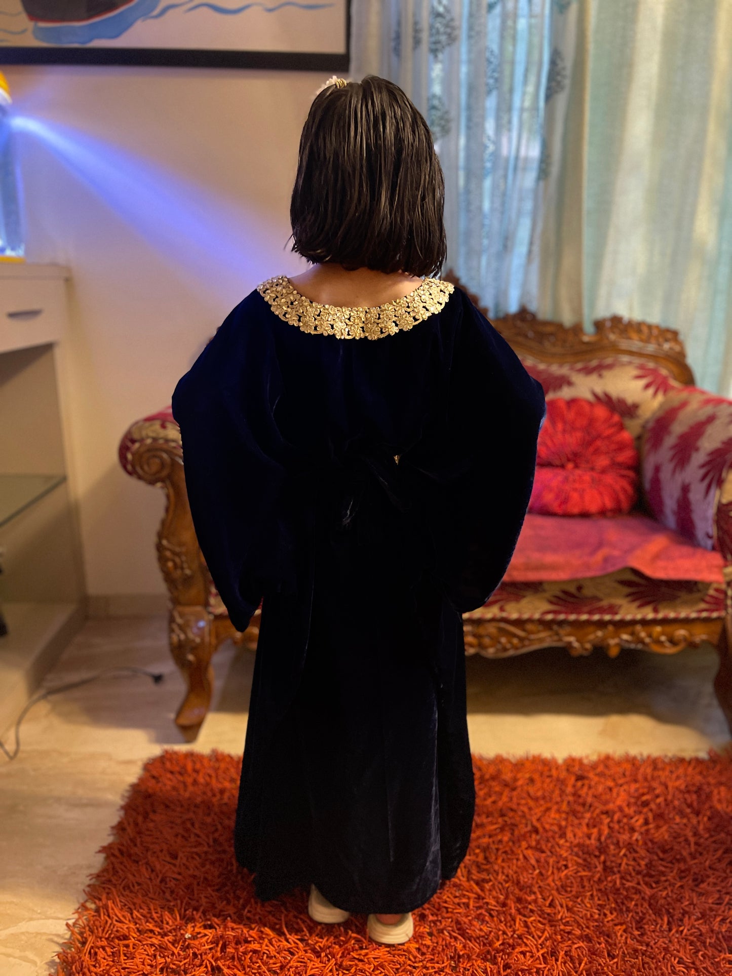 Designer Velvet Kaftan Party Gown For Youngsters