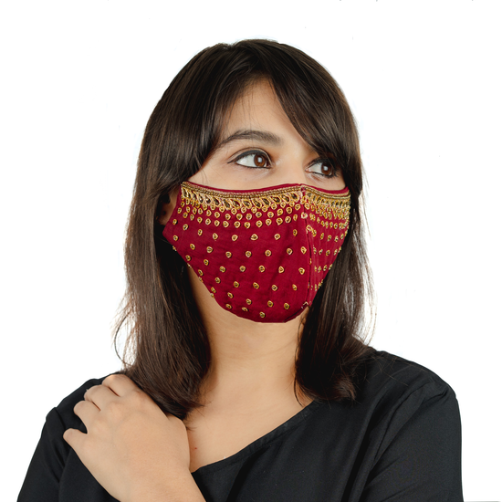POLKA DOT Embroidered Face Mask (Pack of 1 set in 6 colours) - Maxim Creation