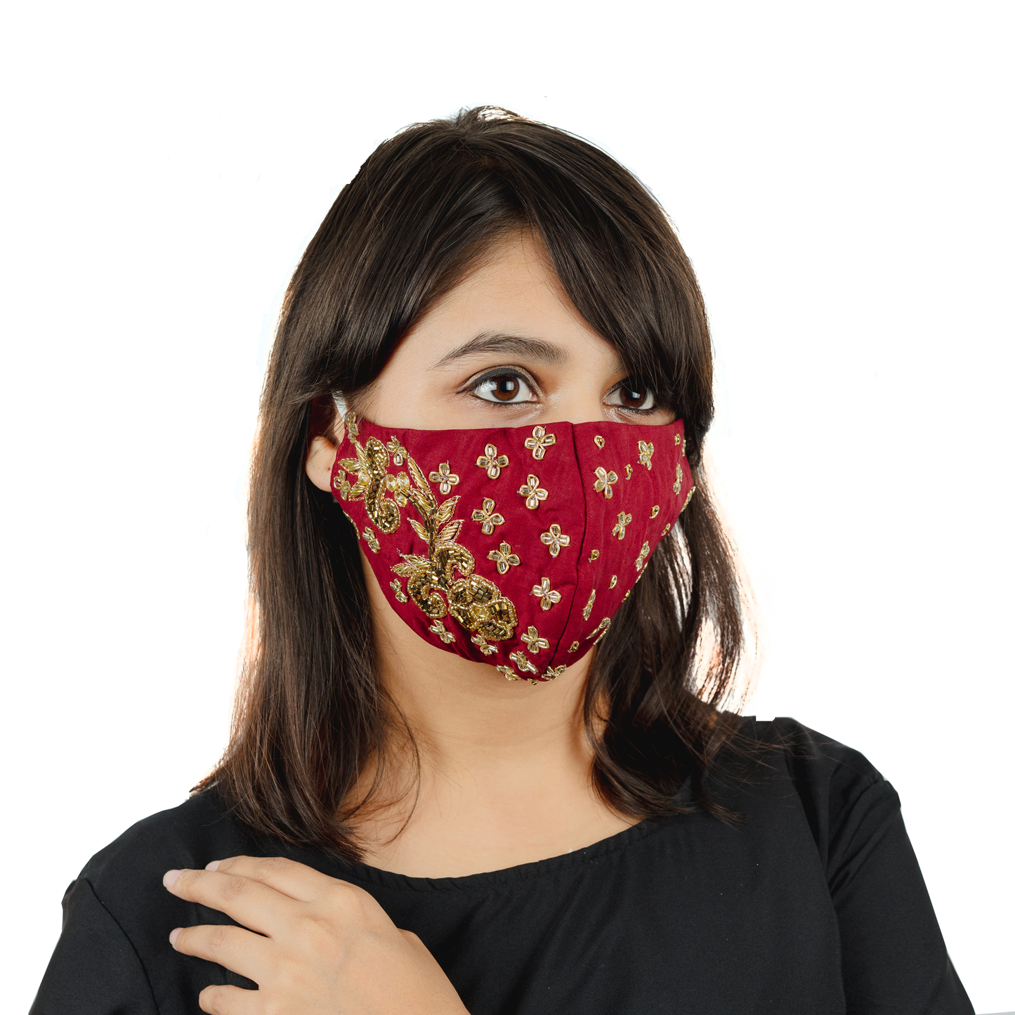 Floral Embroidery Cotton Face Mask (1 Style X 6 colours) - Maxim Creation