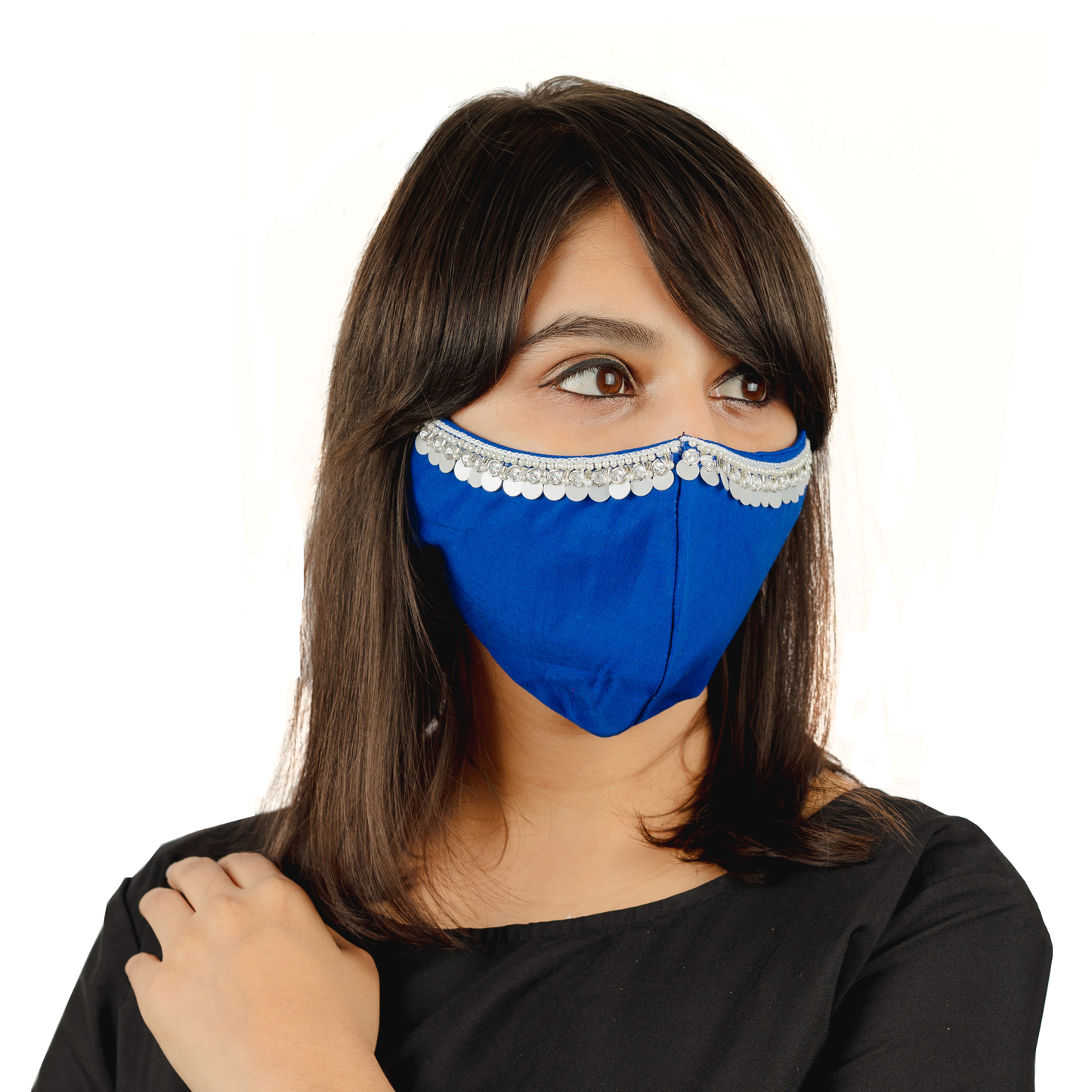 Cotton Face Mask with Hanging Tassel Embroidery (1 Style X 6 colours) - Maxim Creation